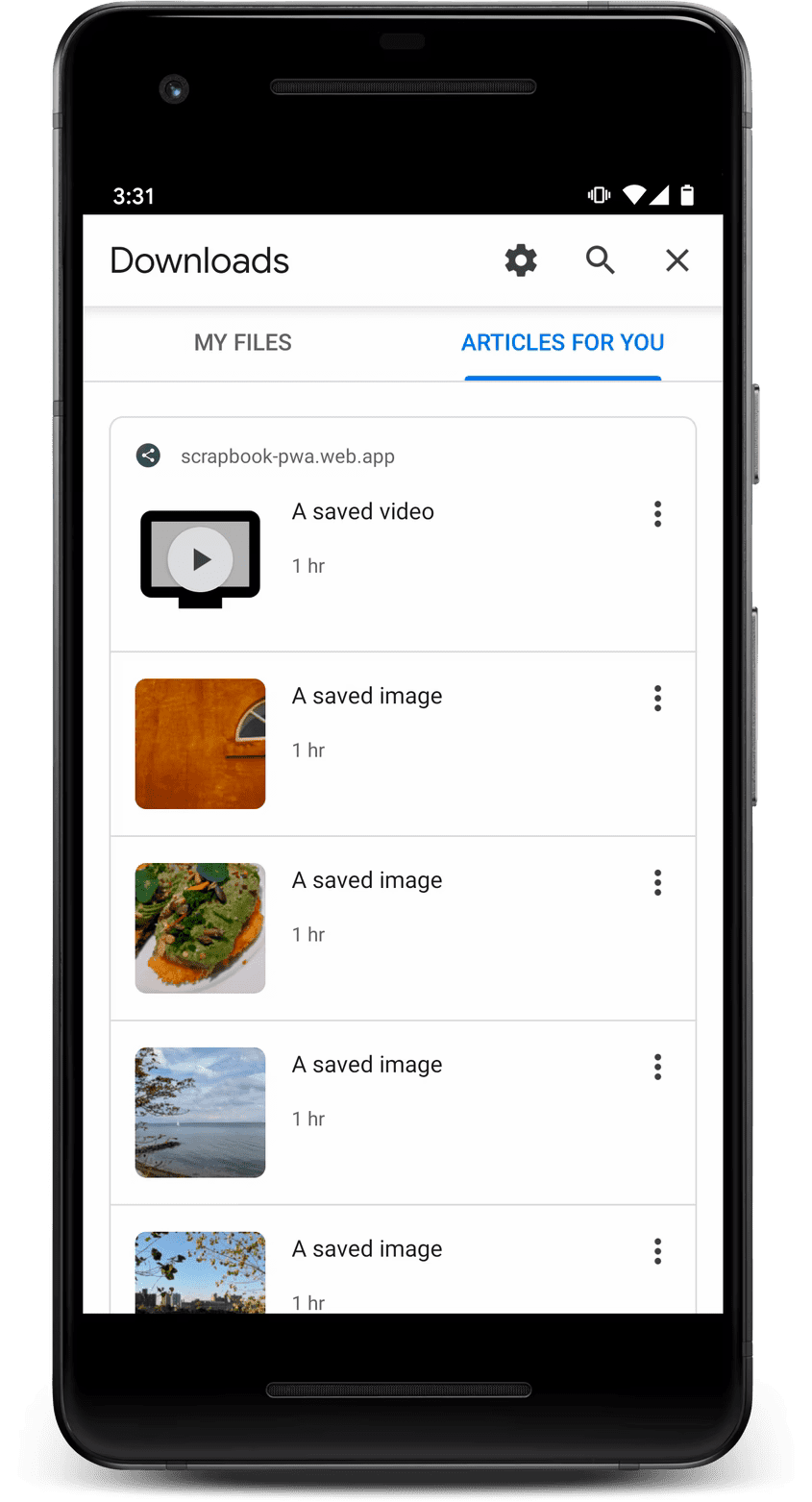 Content Indexing API 结果在 Android 版 Chrome 中可用。